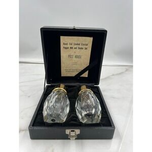 VTG Post House Hand Cut Leaded Crystal Pepper Mill and Shaker Set